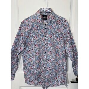 Suitor Easy Care Fitted Floral Print Long‎ Sleeve Button Up Shirt Men 43-17/34